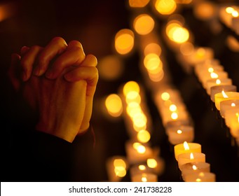 Woman Praying In Church