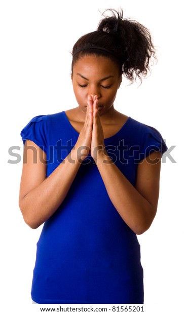 Woman Praying Isolated On White Background Stock Photo 81565201 ...