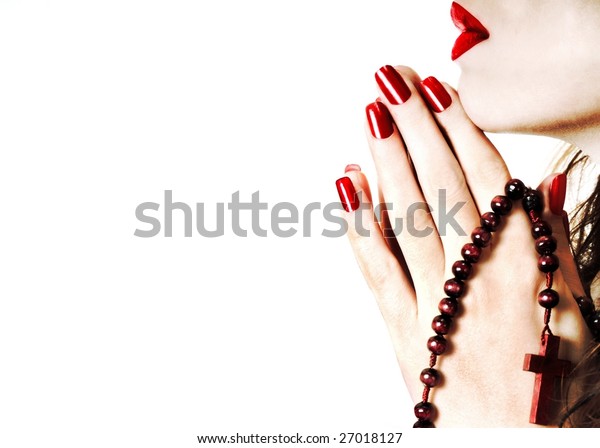 Woman Praying Rosary Stock Photo (Edit Now) 27018127