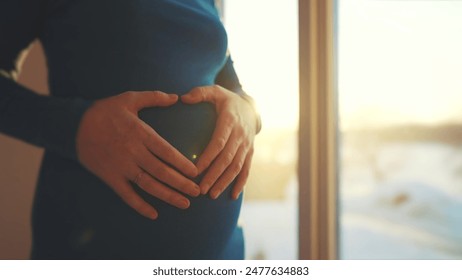 woman pregnant. motherhood pregnancy sunset concept. 40 year old pregnant woman stands in a dress by the window holding her stomach silhouette. silhouette of a girl in by the window - Powered by Shutterstock