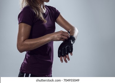 Woman Prepares Herself For Martial Arts Practice