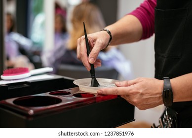 Woman Preparing Hair Dye