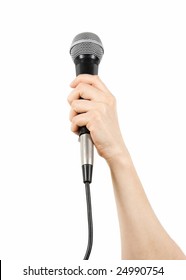 Woman Presenter Holding A Microphone In Hand