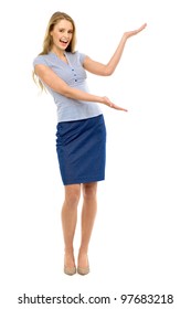 Woman Presenting Something