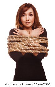 Woman Prisoner Tied Rope Hostage Female Stock Photo Shutterstock