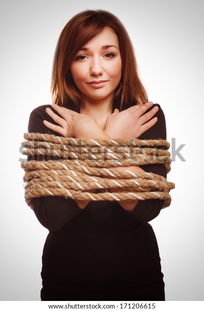 Woman Prisoner Tied Rope Hostage Female Stock Photo 171206615 ...