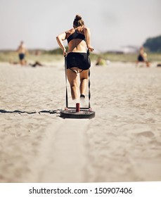 Woman Pulling Crossfit Sled