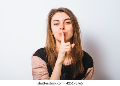 Woman Put Finger On Her Lips Stock Photo 425173765 | Shutterstock