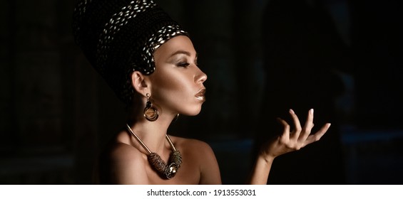 Woman Queen Cleopatra Art Photo, Creative Makeup Black Hair