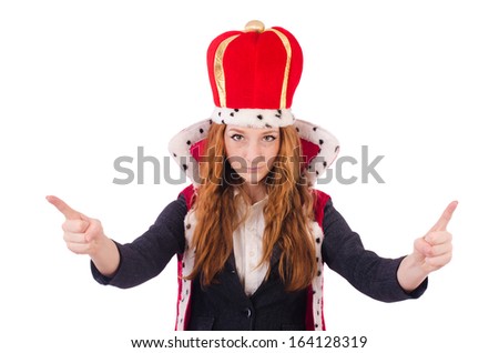 Woman queen isolated on the white background