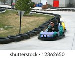 Woman racing on the Go Cart