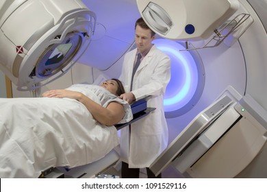 Woman receiving Radiation Therapy treatments for breast cancer