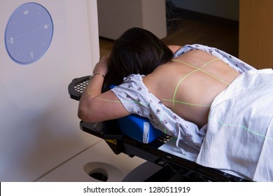 Woman Receiving Radiation Therapy Treatments For Lung Cancer