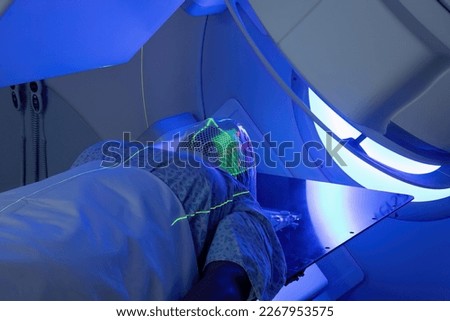 Woman receiving Radiotherapy Treatments for cancer.