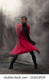 Woman In Red Coat