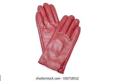 Woman Red Leather Gloves