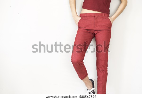 red pants and red shirt