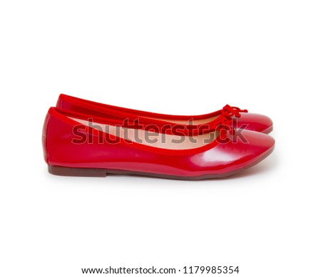 Woman red shoes isolated on the white background