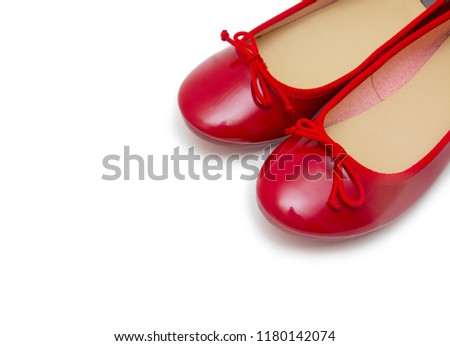 Woman red shoes isolated on the white background