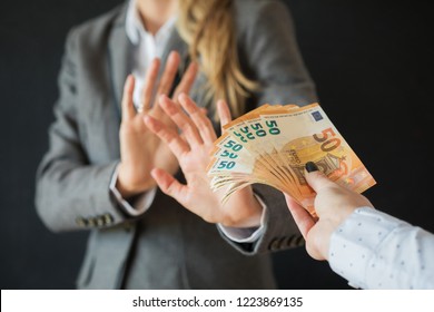 Woman Refusing To Accept Bribe Money