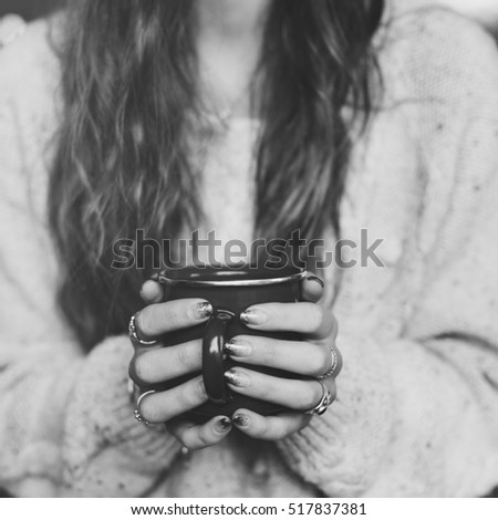 Similar – Image, Stock Photo Young woman wearing a flower shirt and using her phone