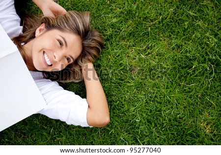 Similar – Image, Stock Photo Young adult woman lying in bed and with her cat and pile of books in her hands