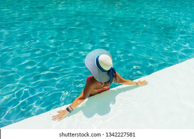 Woman Relaxing Swimming Pool Spa Resort Stock Photo 1342227581 ...