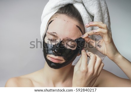 Woman remove black mask,good results. Face scrub,exfoliation pores