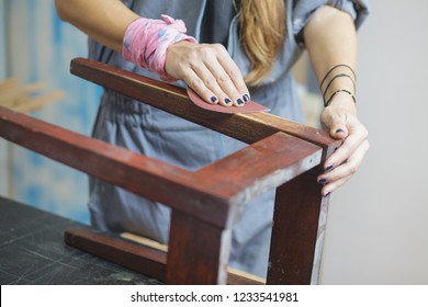 Woman Restoring Furniture