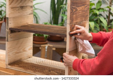 Woman Restoring Furniture Real Action