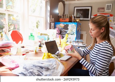 Woman Running Small Business From Home Office