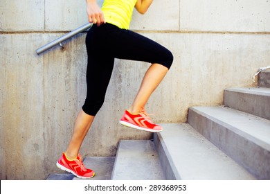 Woman Running Up The Stairs, Interval Training