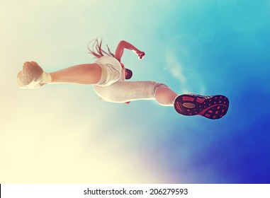 Woman Running, View From Below