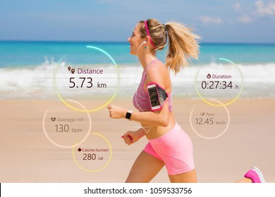 Woman Running, Wearable Tech Concept