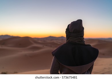 Woman At  The Sahara Desert, Morroco