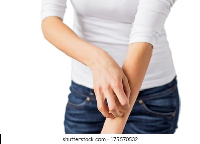 Woman Scratching Her Arm.