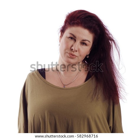 woman screams and gestures on a white background
