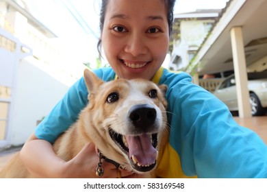 Woman Selfie Dog Stock Photo 583169548 Shutterstock