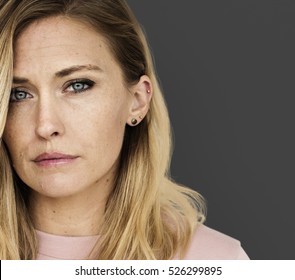 Woman Serious Studio Portrait Concept