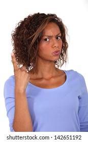Woman shaking her finger in anger