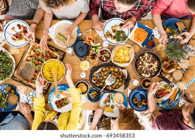 Woman Shares Tasty Meal With Her Vegan Friend During Meeting In Home