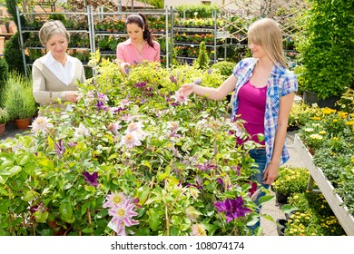 Woman Shopping At Flower Shop Green House Garden Centre