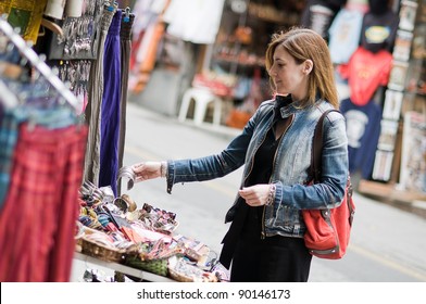 Woman shopping in a street market