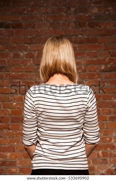 Woman Short Blonde Hair Standing Her Stock Photo Edit Now 533690902