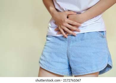 Woman Showing Abdominal Pain, Lower Abdominal Pain, Menstrual Pain Gastritis