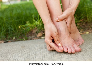 Woman Showing Blister On Pinky Toe