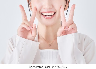 Woman Showing Bright White Teeth