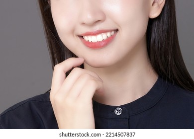 Woman Showing Bright White Teeth