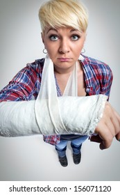 Woman Showing Her Broken Arm