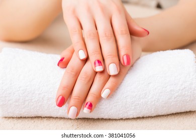 Woman Showing Her Gel Manicure 